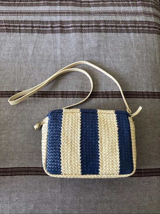 Clare V Handbags - Clare V Navy and Natural Woven Straw Crossbody